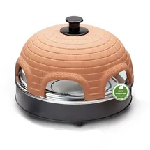 EMERIO Pizzaofen, PIZZARETTE das Original, handgemachte Terracotta Tonhaube, patentiertes Design, für Mini-Pizza, echter Familien-Spaß für 6 Per...