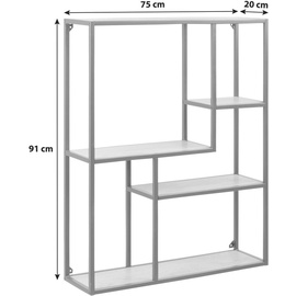 MID.YOU Wandregal, Schwarz, Metall, Holzwerkstoff, 75.0x91.0x20.0 cm, Reach, Wohnzimmer, Regale, Wandregale