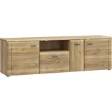 Forte Lowboard FORTE "Akinori TV-Board, TV-Schrank", braun (mauvella eiche), B:174,5cm H:53,7cm T:41,8cm, Spanplatte, Sideboards, Lowboard, TV Board, Holzoptik, MDF Front, Metallgriffe, Vollauszug, Soft Close