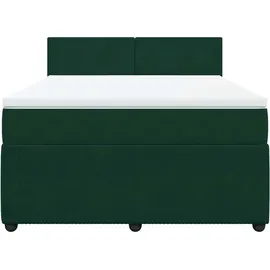 vidaXL Boxspringbett 140 x 200 cm Dunkelgrün