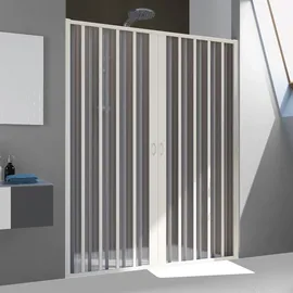 Forte Idralite - Faltduschtür Aus Pvc Weiss H 185 Mod. Flex Mit Zentraler Öffnung 150 Cm