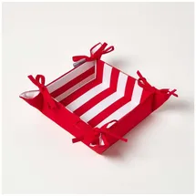 Homescapes Brotkorb Stoff Wendemuster Breite Streifen rot - Homescapes