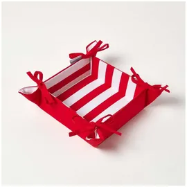 Homescapes Brotkorb Stoff Wendemuster Breite Streifen rot - Homescapes