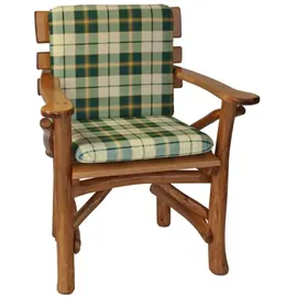 FRG Stuhlauflage Gartenstuhl Kissen grün beige kariert 48x88cm Baumwolle