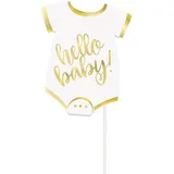 Unique Party 73528 Requisiten für die Fotobox - "Hello Baby" goldene Babyparty - 10er-Set