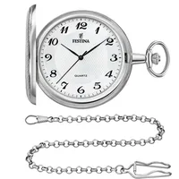 Festina Taschenuhr Herren mit Kette - Edelstahl 316L - Quarzwerk - Klassisch, Vintage und Elegant F2024/1