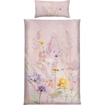 Erwin Müller Bettwäsche Blumen und Gräser Sand Größe 40x80 cm / 135x200 cm - mit Digitaldruck, seidig weiche Qualität, temperaturausgleichend, mit Reißverschluss