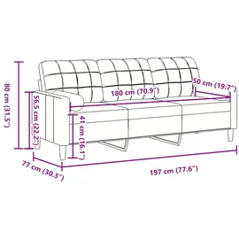 vidaXL 3-Sitzer-Sofa mit Zierkissen Schwarz 180 cm Samt