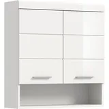 WELLTIME Hängeschrank WELLTIME "SIENA, Breite 74cm, 2 Türen, 1 offenes Fächer, MDF-Front", weiß (weiß, weiß hochglanz), B:74cm H:79cm T:24cm, Holzwerkstoff, Schränke, Hängeschrank, in verschiedenen Farben erhältlich, Badmöbel, Badschrank, Schrank, Bad