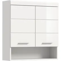 WELLTIME Hängeschrank WELLTIME "SIENA, Breite 74cm, 2 Türen, 1 offenes Fächer, MDF-Front", weiß (weiß, weiß hochglanz), B:74cm H:79cm T:24cm, Holzwerkstoff, Schränke, Hängeschrank, in verschiedenen Farben erhältlich, Badmöbel, Badschrank, Schrank, Bad