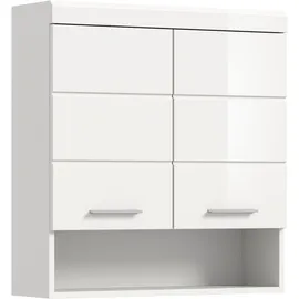 WELLTIME Hängeschrank WELLTIME "SIENA, Breite 74cm, 2 Türen, 1 offenes Fächer, MDF-Front", weiß (weiß, weiß hochglanz), B:74cm H:79cm T:24cm, Holzwerkstoff, Schränke, Hängeschrank, in verschiedenen Farben erhältlich, Badmöbel, Badschrank, Schrank, Bad