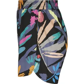 URBAN CLASSICS Aop Viscose Resort High Waist Shorts Black Fruity 4XL