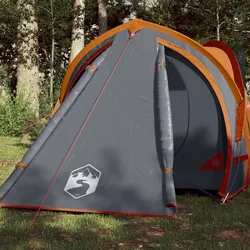 Campingzelt 2 Personen Grau & Orange 320x140x120 cm 185T Taft