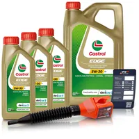 3x 1 L + 5 L = 8 LITER CASTROL Edge Fluid Titanium 5W-30 C3 Motoröl inkl. Castrol Ölwechselanhänger und Einfülltrichter