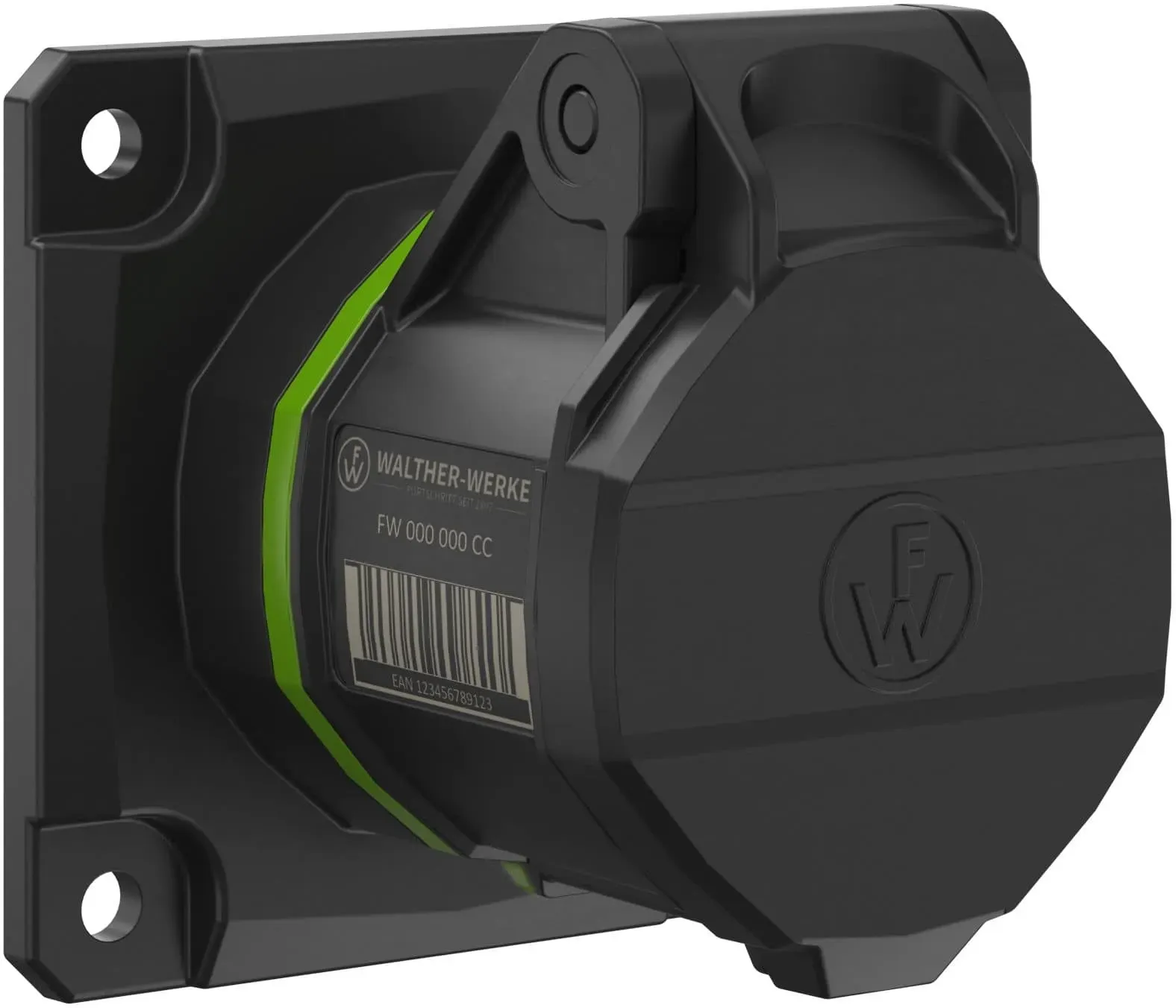 Walther Electric FW410510SK CEE NEO Anbaudose gerade, 16A, 5P, 10h, IP54 mit Schraubtechnik und 75x75mm Flansch