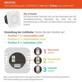 Longlife LED LED Treppenleuchte Eckig Weiß