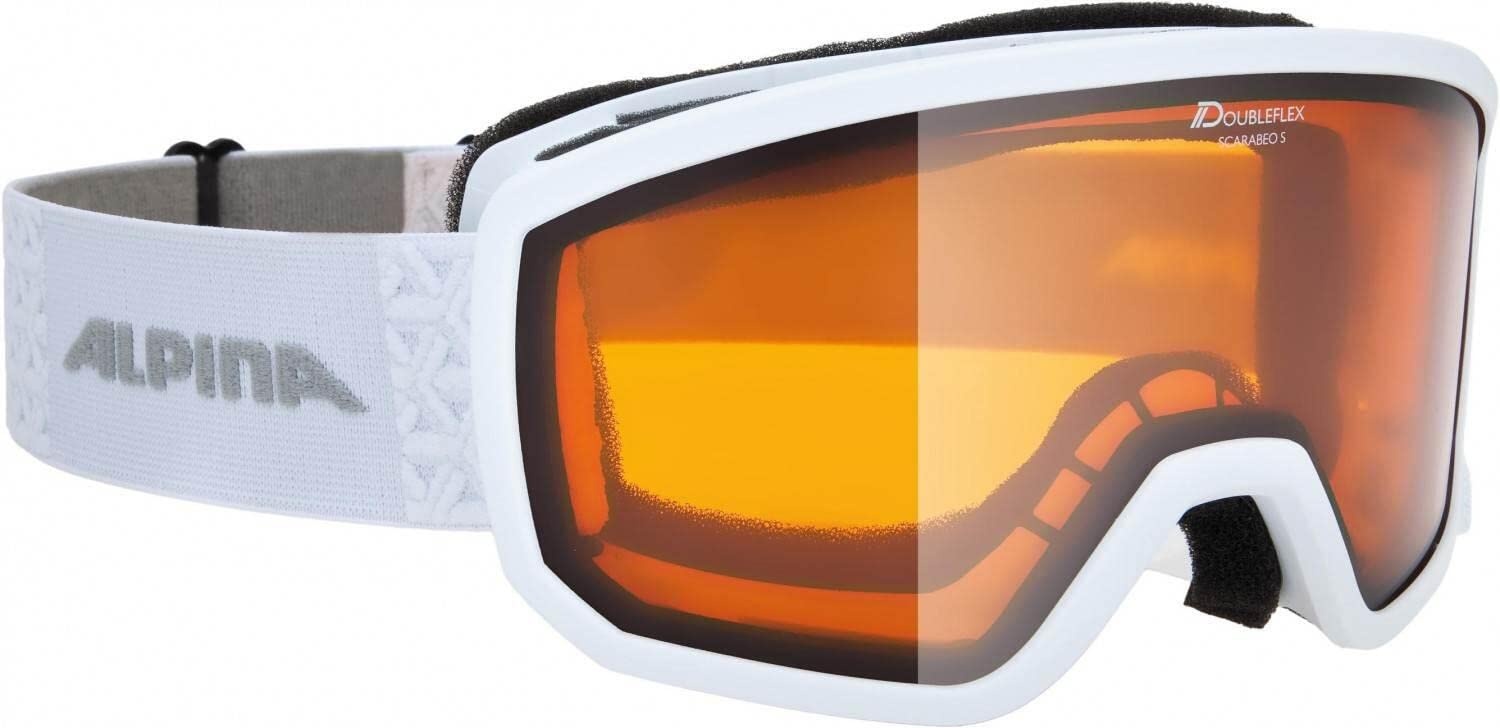 ALPINA SCARABEO S - Beschlagfreie, Extrem Robuste & Bruchsichere OTG Skibrille Mit 100% UV-Schutz Für Erwachsene, white, One Size