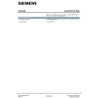 Siemens 6ES75926EF001AA0 6ES7592-6EF00-1AA0 SPS-Kodierelemente