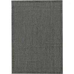 Teppich Outdoor Flachgewebe Uni-Farbe Polypropylen Balkon Schwarz Rechteckig 160x230 | Kadima Design