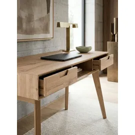 KADIMA DESIGN Schreibtisch mit 2 Schubladen Skandinavisch 120x55x77 cm MDF mit Eichen-Beinen Eichenoptik Staufach | Ergonomisch Kadima Design