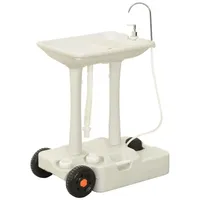 VidaXL Camping-Handwaschständer mit Wasserbehälter mit Rollen Grau