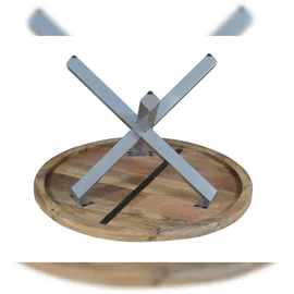 SAM Outillage Esszimmertisch rund 130 cm Mangoholz Natur Silber RUNIS