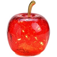 Dekoleuchte Apfel (XS) Glas, rot, Apfel Lampe mit LED Lichterkette, Tischlampe