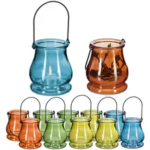Relaxdays Windlicht 12er Set Glas Mehrfarbig