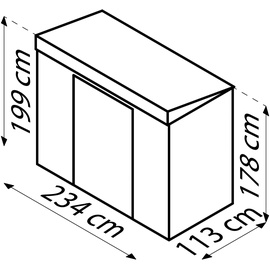 Globel Skillion S84 2,34 x 1,13 m silber metallic