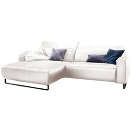 KAWOLA Sofa YORK Leder Recamiere bianco