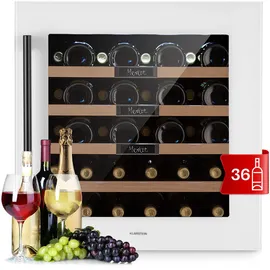 Klarstein Weinkühlschrank 1 Zone 92 L Lagerschrank 36 Weinflaschen 4 Einschübe Weiß 41 dB