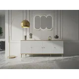 Pascal Morabito Sideboard mit 4 Türen - MDF und Stahl - Weiß und Goldfarben - SINEAD von Pascal MORABITO