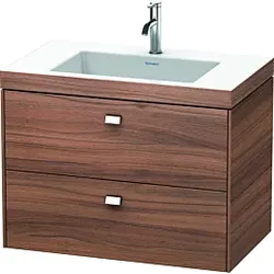 Duravit Brioso c-bonded Waschtisch mit Unterbau BR4606O1079 80x48, Nussbaum Natur/Chrom, 1 Hanloch