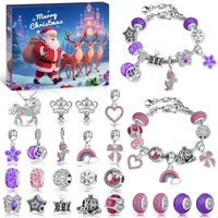 Lohofrnny Adventskalender 2025 Kinder Mädchen, 24 Füllung Adventskalender Schmuck Basteln Mädchen Charm Armband Kit, Weihnachten Geschenke für Kinder Teenager Frauen (Armband - Rosa & Lila Thema)