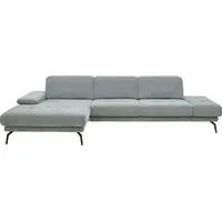 Ecksofa DIE PLANBAR "MP-IN20126 L-Form" Sofas Gr. B/H/T: 328 cm x 82 cm x 190 cm, Material Bezug, Ottomane links, Kopfteilverstellung, blau (ocean) Ecksofas mit Kopfteilverstellung, optional Sitztiefen- & Armteilverstellung