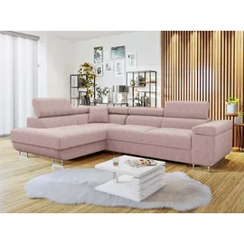 Mirjan24 Eckcouch Cord mit Bettkasten 2-Sitzer Rosa