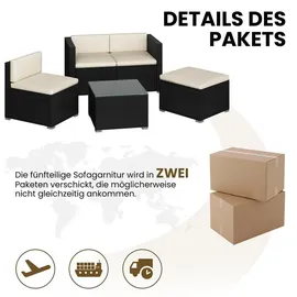 Yaheetech 5er-Loungeset Rattan schwarz/beige