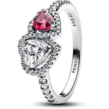 Pandora 193662C01 Damen Silber-Ring Halo Herzen Ring aus Sterling Silber mit Zirkonia, Größe: 56,