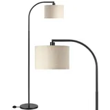 EDISHINE Stehlampe Wohnzimmer, 161cm Bogenlampe mit Verstellem Beigen Leinen-Lampenschirm & Fußschalter, E27 Fassung, Leselampe Schlafzimmer, Stehleuchte Modern für Kinderzimmer, Schwarz