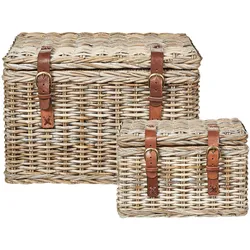 Aufbewahrungsbox mit Deckel Rattan naturfarben 2er Set IRBID