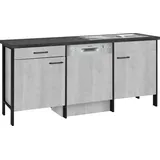 OPTIFIT Spülenschrank Tokio 192 cm breit, mit Stahlgestell, mit Vollauszug grau