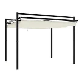 vidaXL Gartenpavillon mit ausziehbarem Dach Creme 3x3 m Aluminium