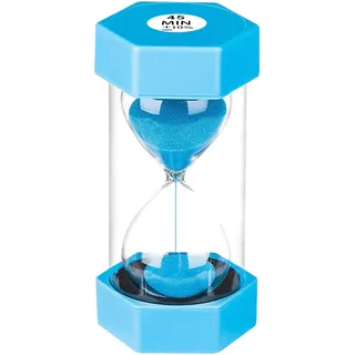 SuLiao Sanduhr 45 Minuten Blau, Eieruhren Timer Set, Buntes Stundenglas,Hourglass Sand Timer für Kinder Schule, Kinder zähneputzen, Kita, Büro, Haus, Deko, Spiele, Klassenzimmer, Küche