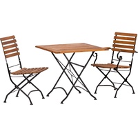 ACAMP Set Lindau 1x Sessel 1x Stuhl 1x Tisch 80 cm x 80 cm Teak-Schwarz FSC®