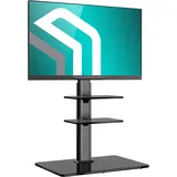 ONKRON TV Bodenständer für 32-65 Zoll TV bis zu 40 kg, Universal TV Ständer schwenkbar & höhenverstellbar max 600x400 VESA Standfuß Fernseher/TV Stativ aus gehärtetem Glas Schwarz TS5550-B