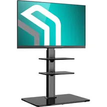 ONKRON TV Bodenständer für 32-65 Zoll TV bis zu 40 kg, Universal TV Ständer schwenkbar & höhenverstellbar max 600x400 VESA Standfuß Fernseher/TV Stativ aus gehärtetem Glas Schwarz TS5550-B