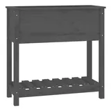 vidaXL Pflanzkübel mit Ablage Grau 82,5x34,5x81 cm Massivholz Kiefer