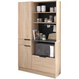 Parisot Meuble Küchenbuffet Eiche Dunkelgrau, Holz, 100x186x45 cm, Küchen,