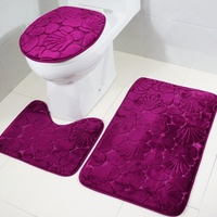 Badematte Set 3 teilig, Polyester Rutschfeste Badvorleger Bad teppiche WC-Vorleger Toilettensitz-Bezug Waschbär Bath Mat für Badezimmer, Radvorleger 49x78cm/U-förmige Rug 40x49cm/WC-Abdeckung 40x40cm