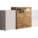 Home Affaire Sideboard URBAN III 150 x 80,7 x 39 cm Weiß / Eiche Wotan